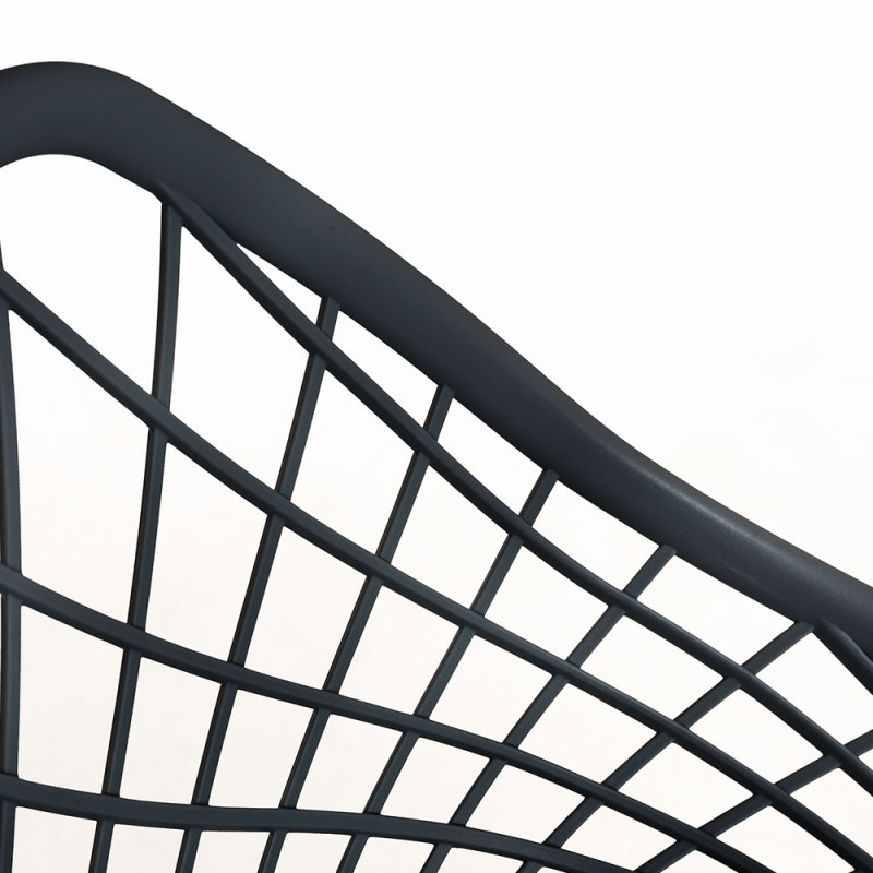 Black Cut-out Kitchen Chair With Cross Wooden Feet-PP Chair