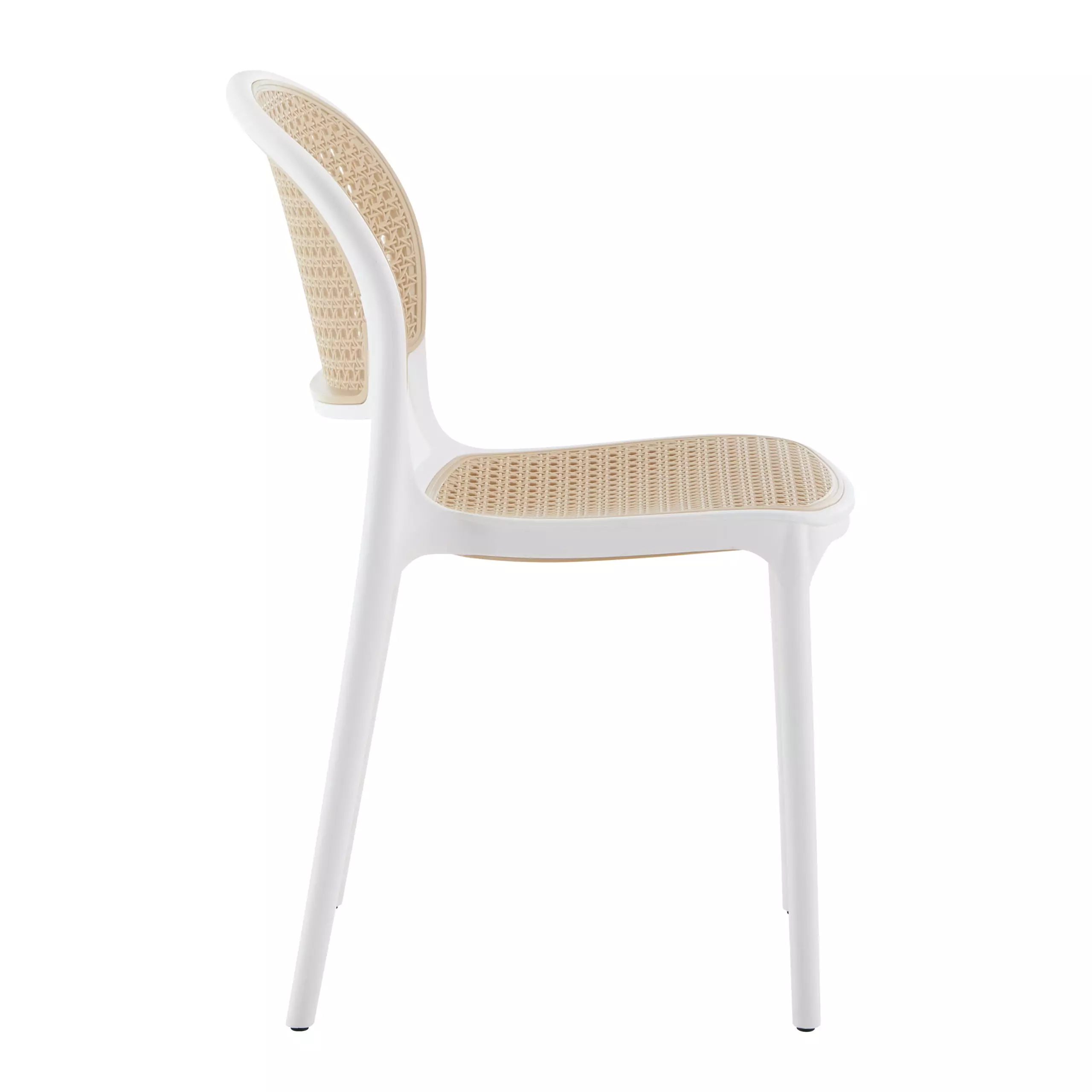 Modern PP Outdoor Dining Chair with Rattan Look Seat & Backrest | Injection Molded Plastic Chair