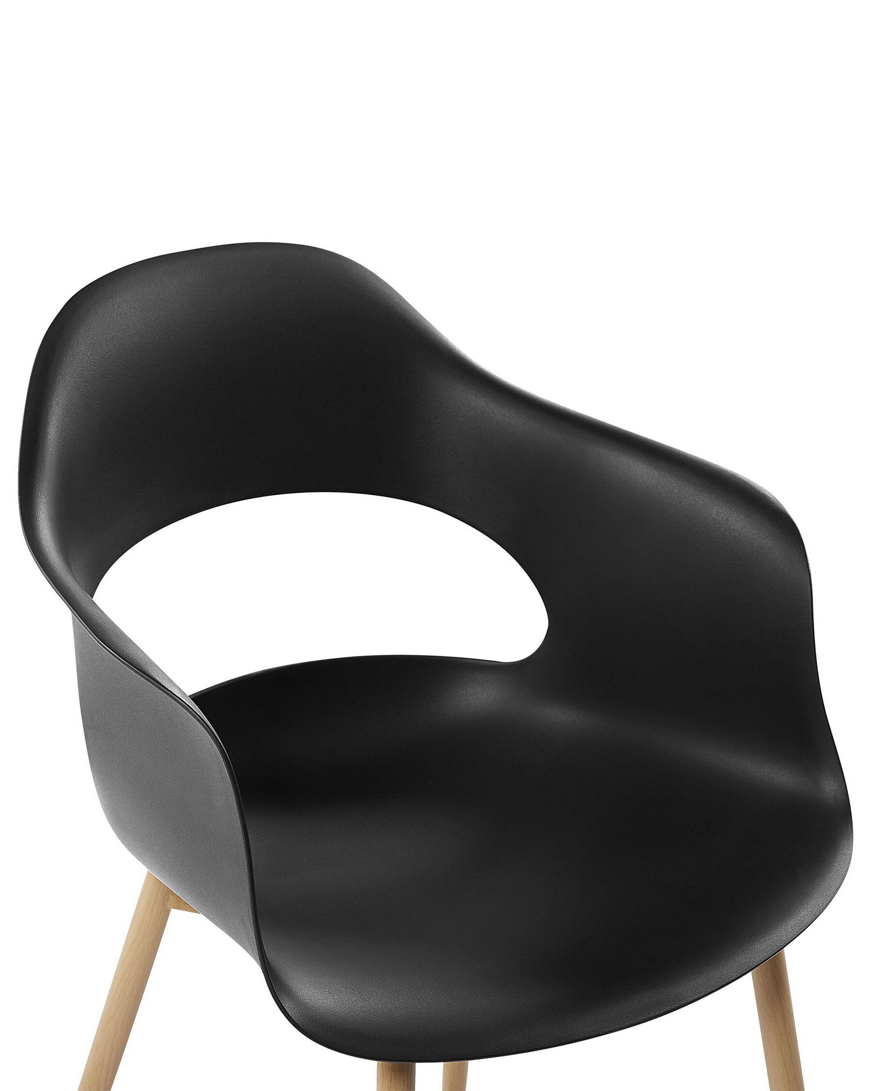 Black Plastic Armchair with Heat-Transfer Printed Metal Legs – Premium, Ergonomic & Durable