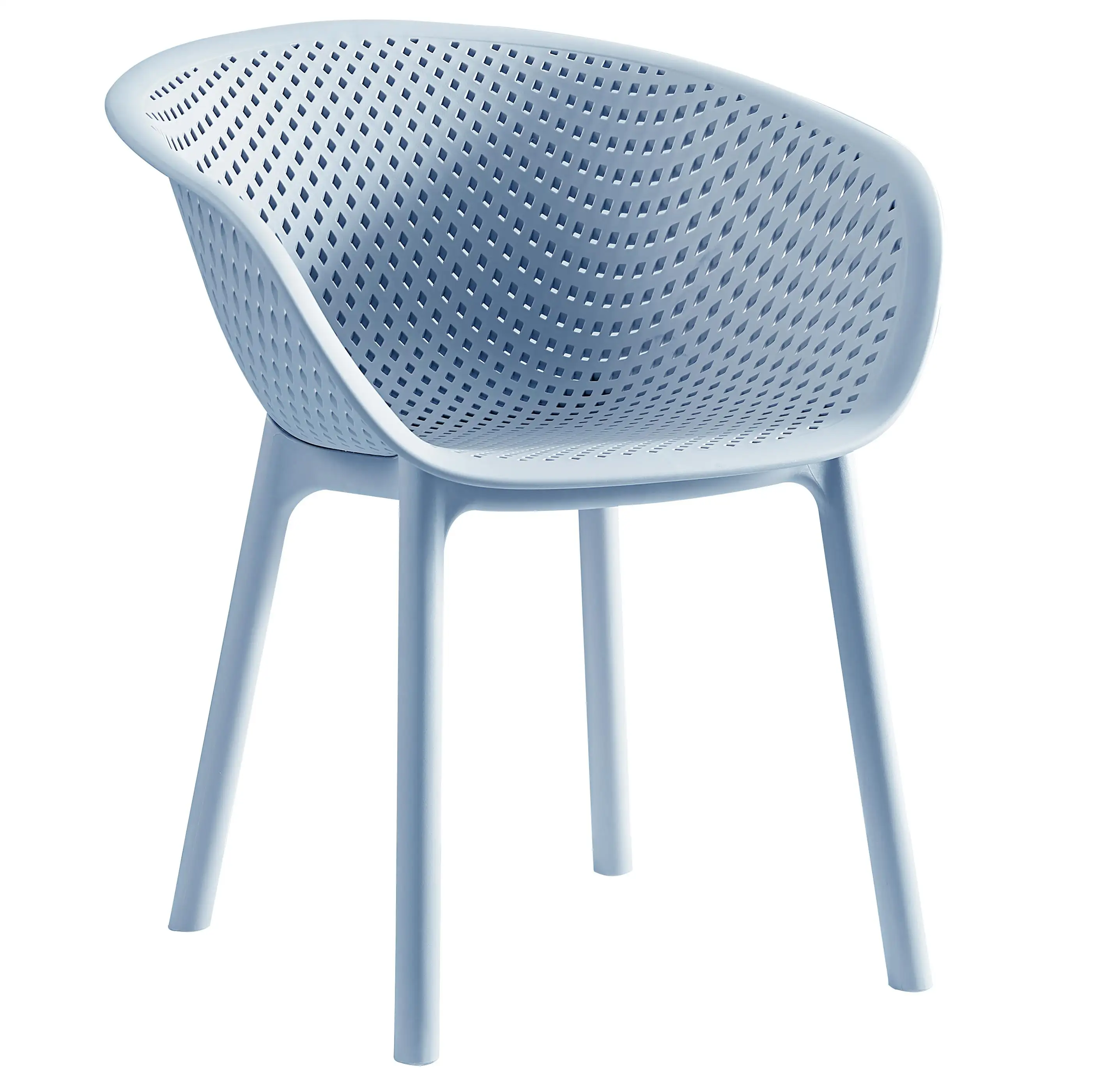 Breathable Perforated Bucket Plastic Armchair | Assembled Commercial PP Dining Chair for Hotel, Café & Outdoor Patio Wholesale