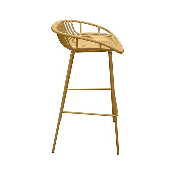 Yellow Short Backrest Plastic Bar Chair With Metal Feet-PP Chair
