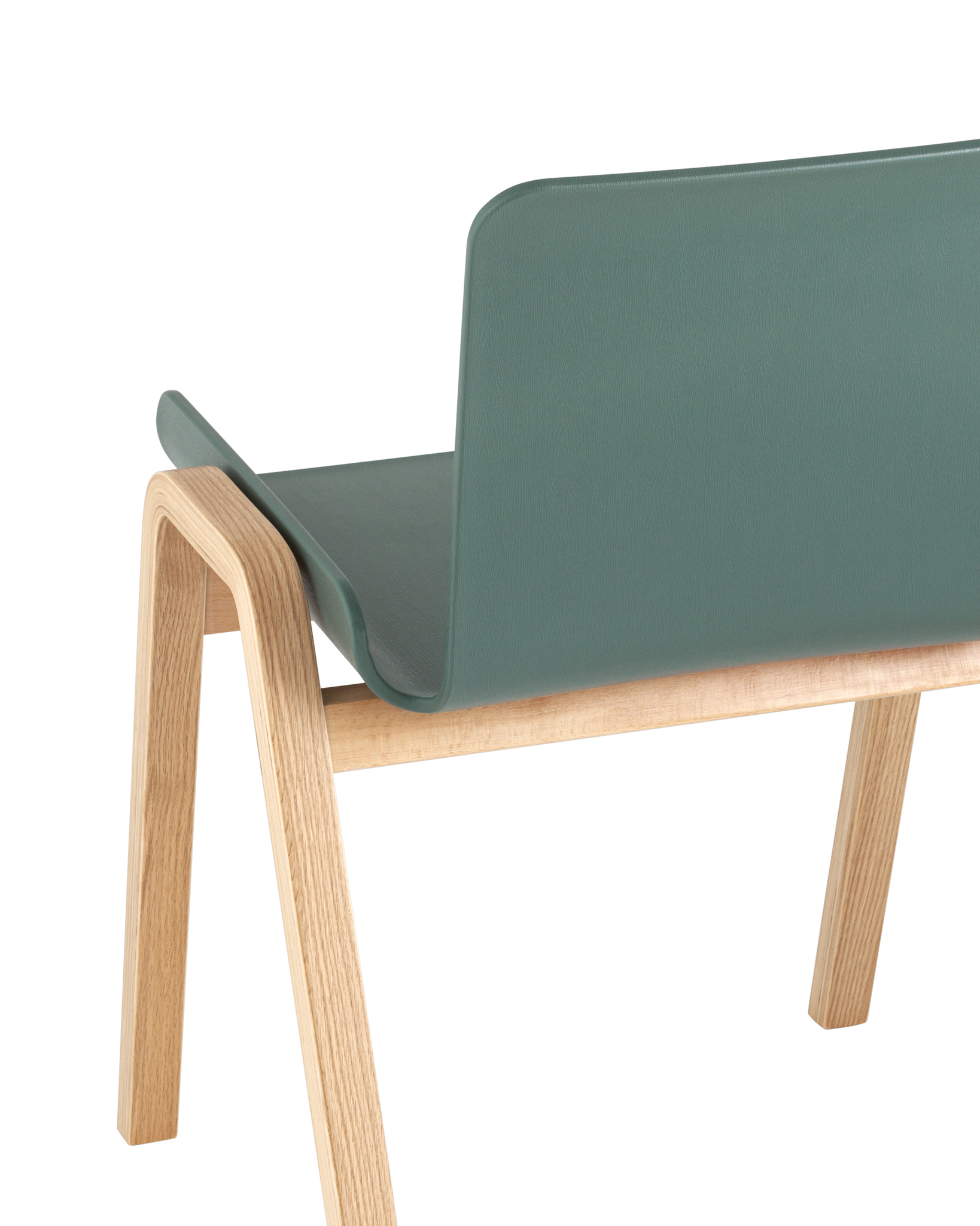 Deep Green Polypropylene Cafe Chair With Wood Feet-PP Chair