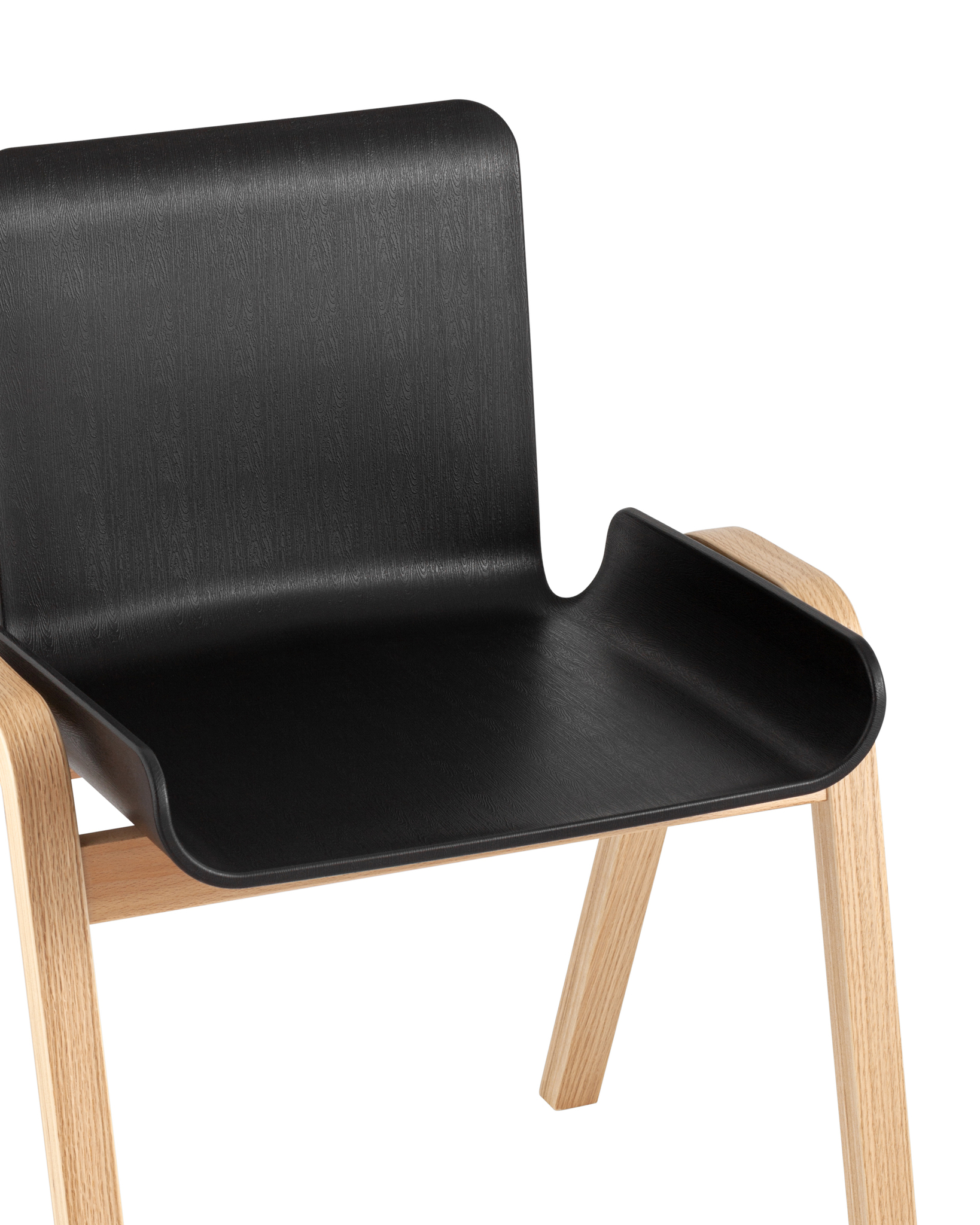 Black Polypropylene Cafe Chair With Wood Feet-PP Chair