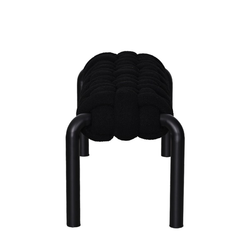 Black Woven Upholstered Entryway Bench with Metal Legs -PP Chair