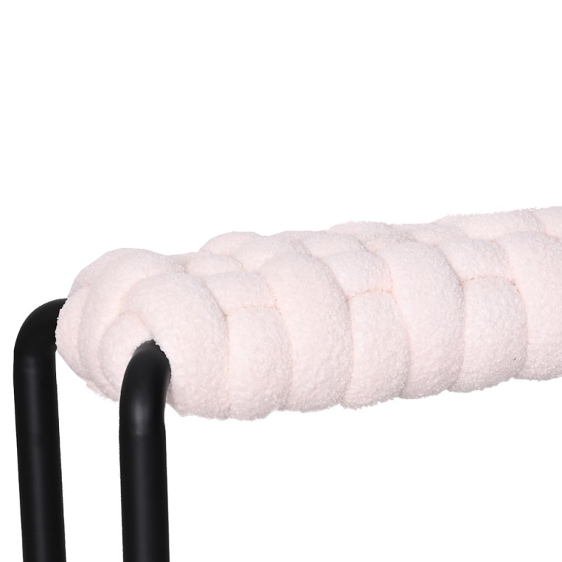 Ivory Woven Upholstered Entryway Bench with Metal Legs -PP Chair