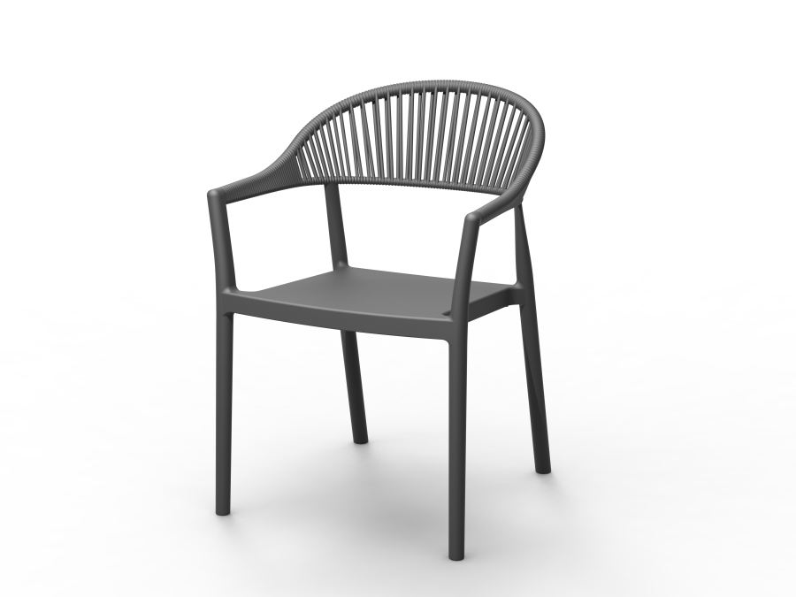 Stackable Outdoor Plastic Chair with Armrests - Commercial Grade PP Patio Chair for Restaurant, Cafe, Hotel & Bistro Use