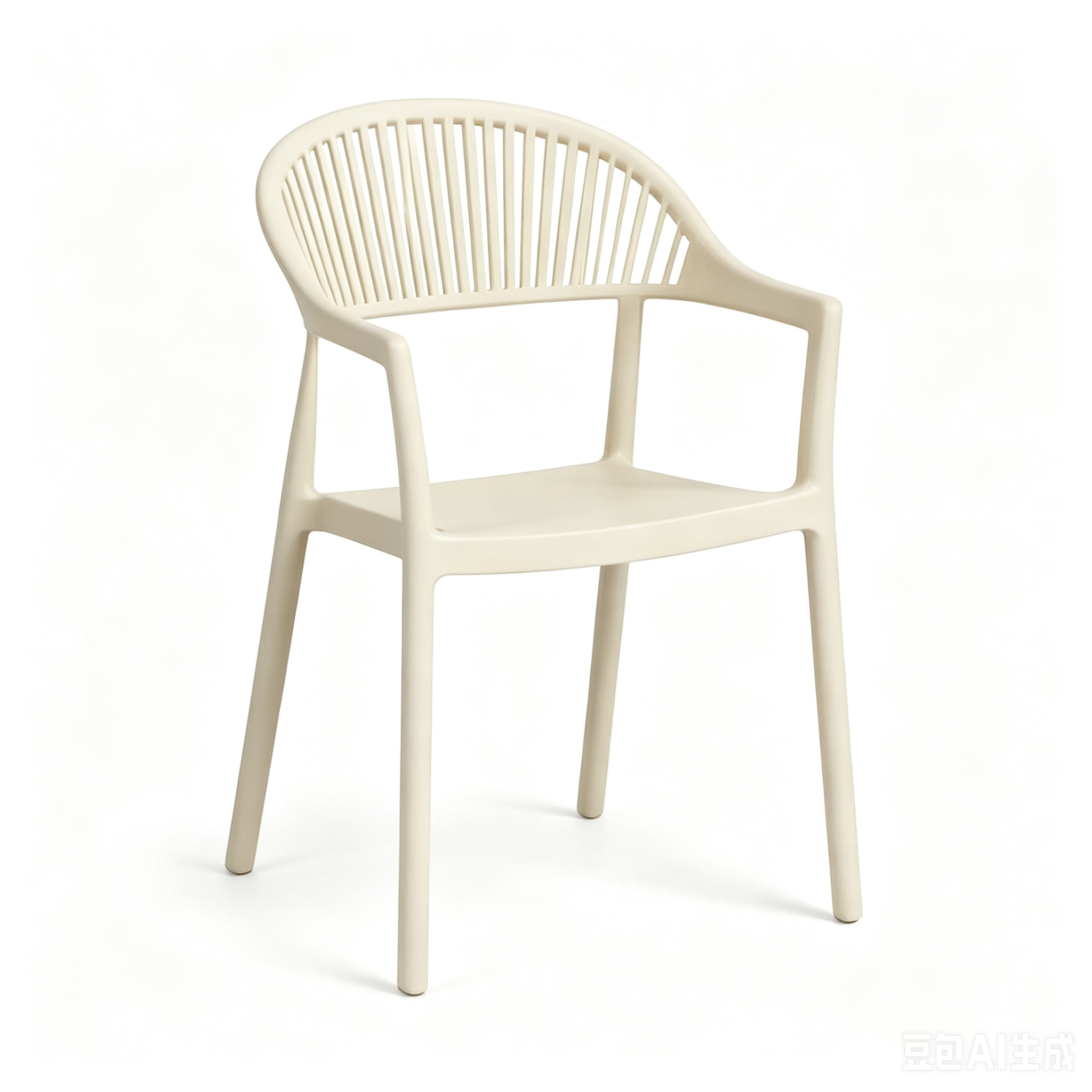 Modern PP Plastic Armchair with Slatted Backrest | Injection Molded Outdoor Dining Chair Manufacturer