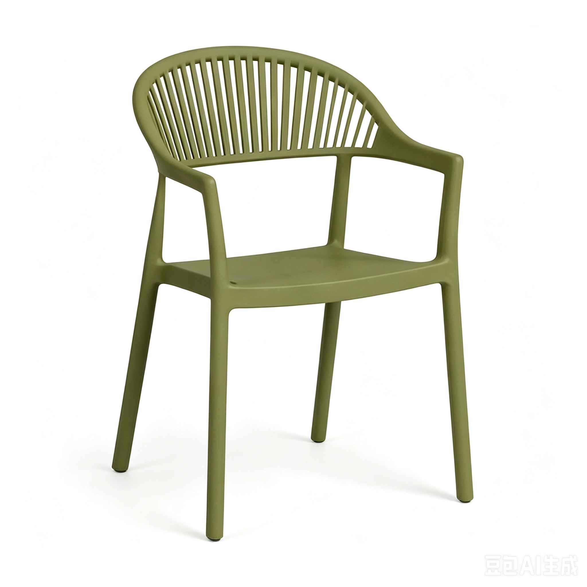 Modern PP Plastic Armchair with Slatted Backrest | Injection Molded Outdoor Dining Chair Manufacturer