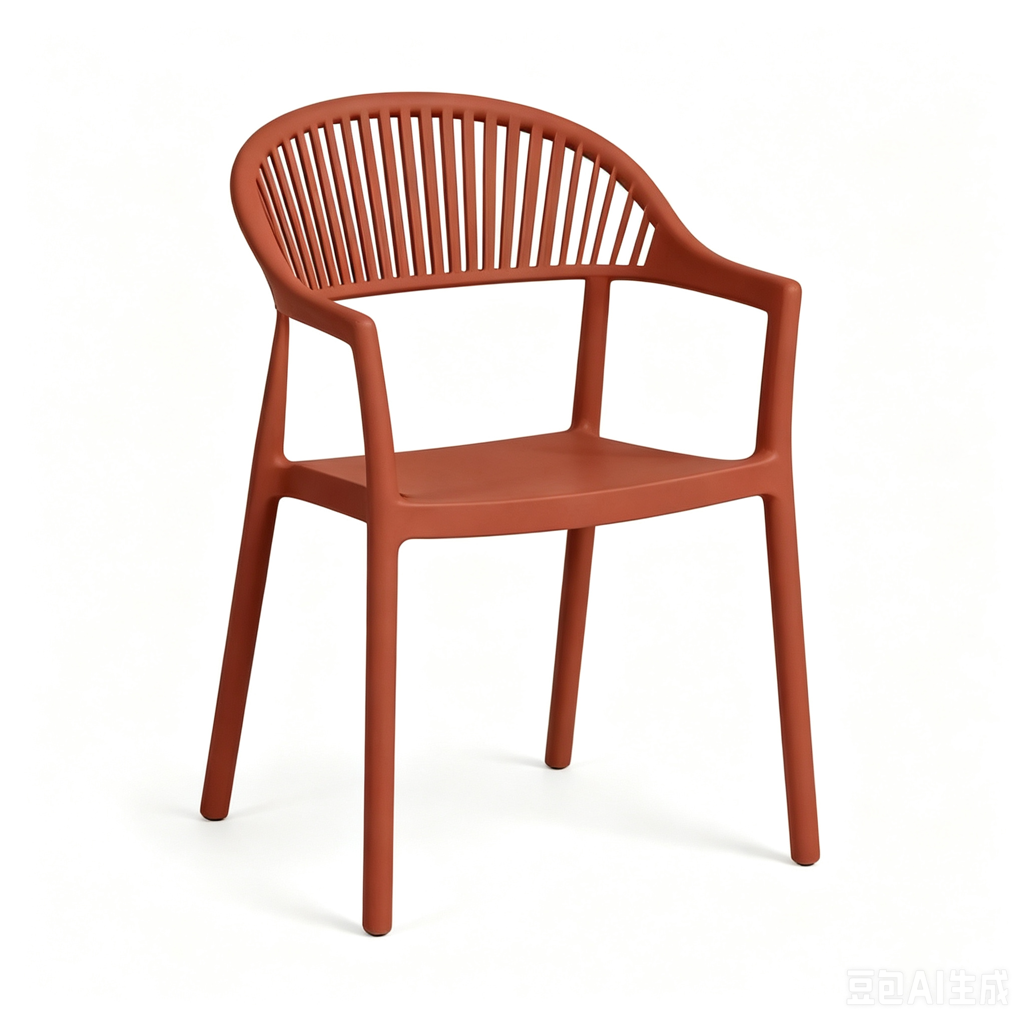 Modern PP Plastic Armchair with Slatted Backrest | Injection Molded Outdoor Dining Chair Manufacturer