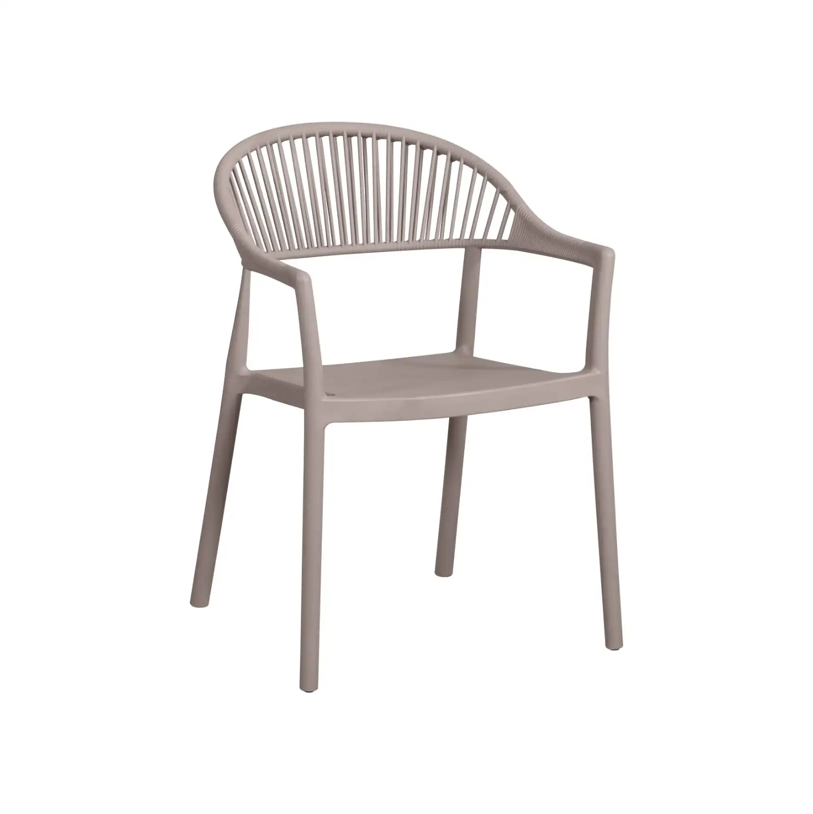 Modern PP Plastic Armchair with Slatted Backrest | Injection Molded Outdoor Dining Chair Manufacturer
