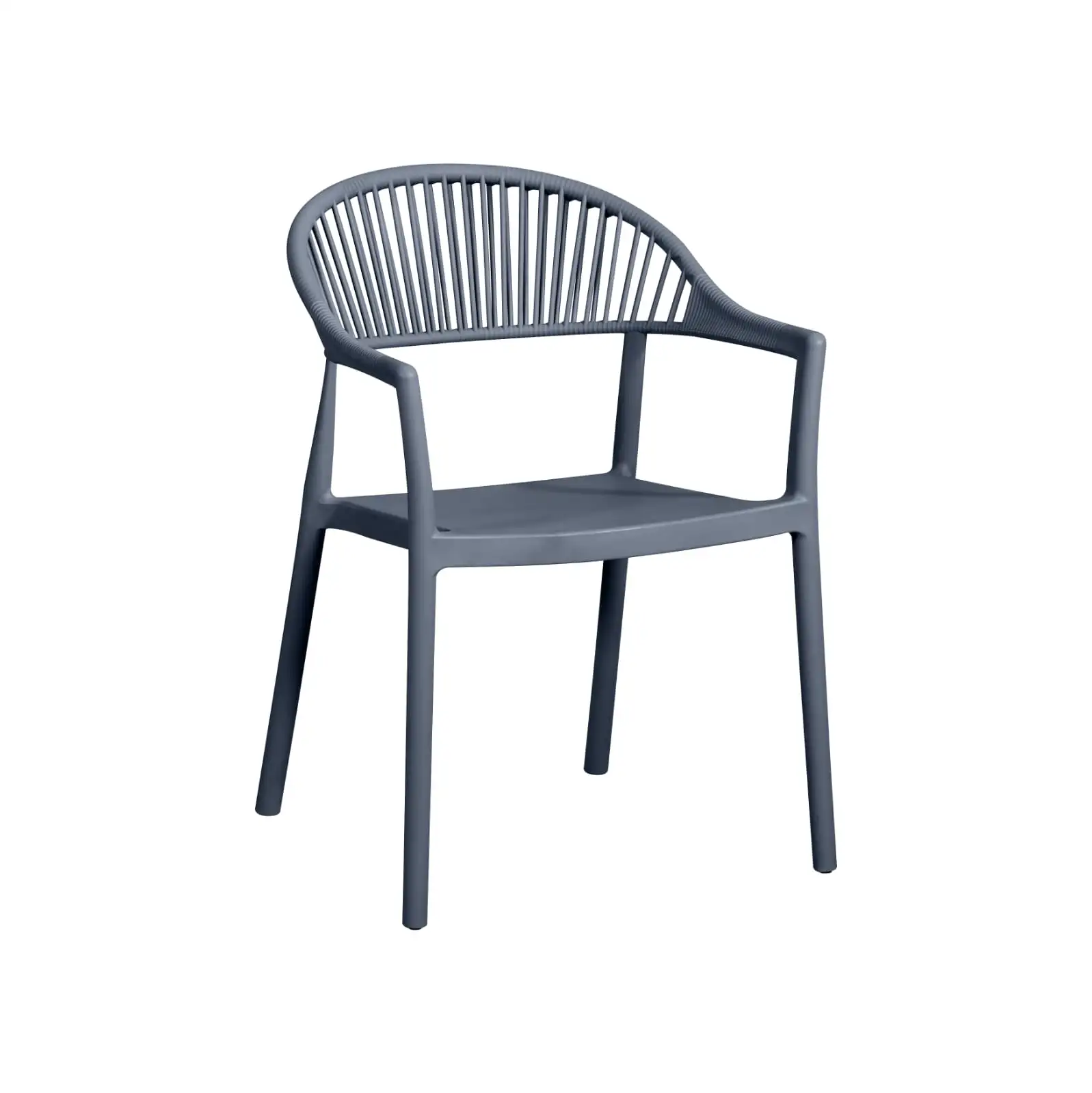 Modern PP Plastic Armchair with Slatted Backrest | Injection Molded Outdoor Dining Chair Manufacturer