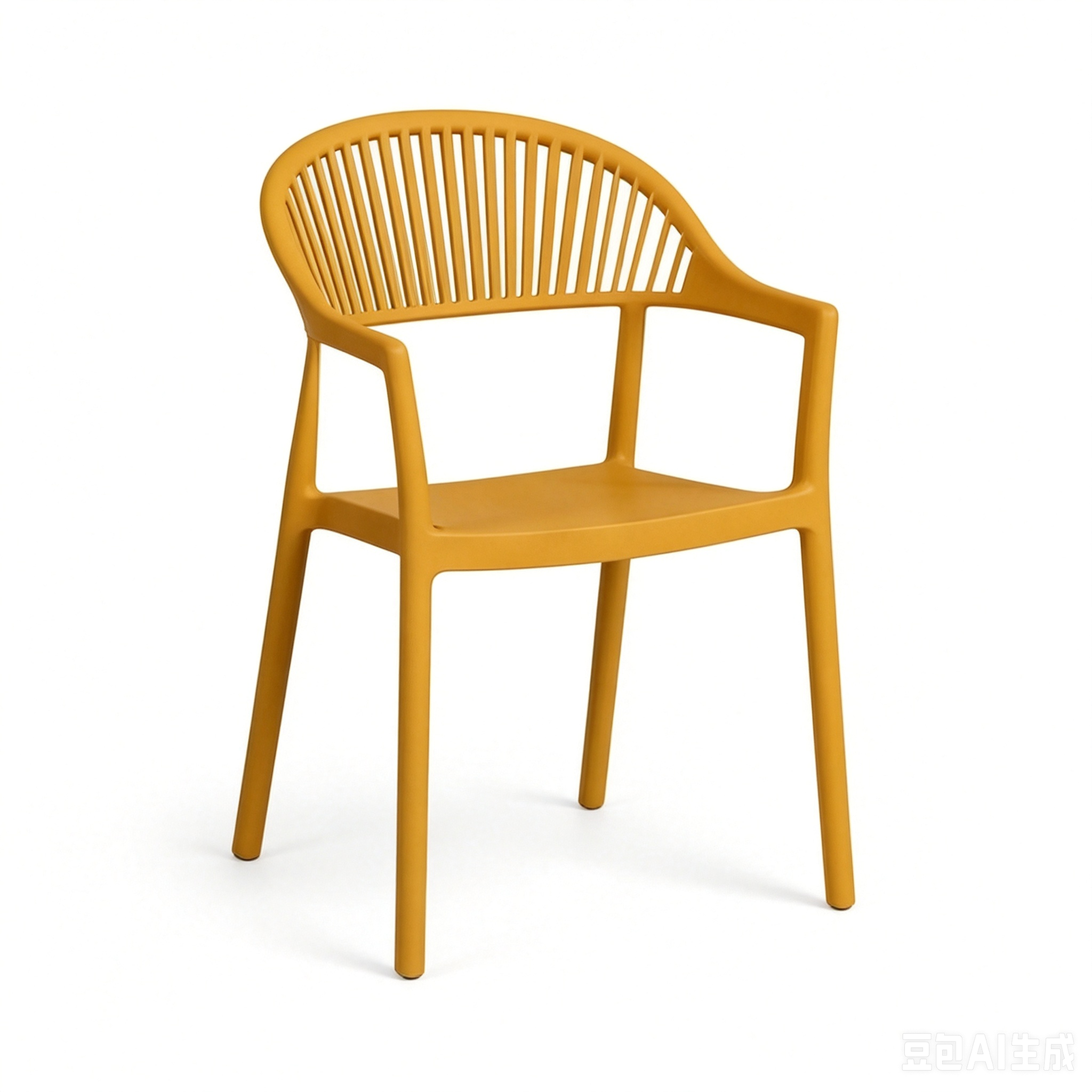 Modern PP Plastic Armchair with Slatted Backrest | Injection Molded Outdoor Dining Chair Manufacturer