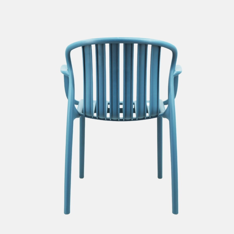 Peacock Blue Stackable Plastic Patio Chair with Armrests – Vibrant & Weatherproof Outdoor Seating