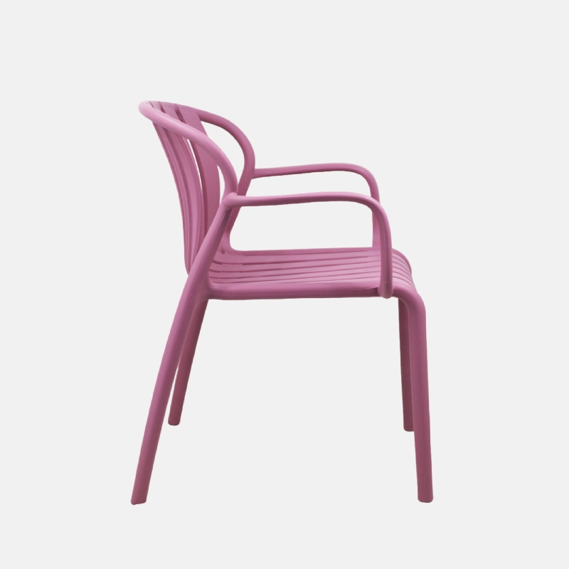 Lavender Stackable Plastic Patio Chair with Armrests – Elegant & Weather-Resistant Outdoor Seating
