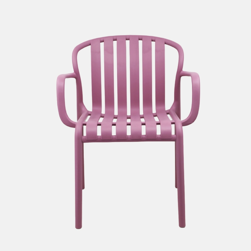 Lavender Stackable Plastic Patio Chair with Armrests – Elegant & Weather-Resistant Outdoor Seating