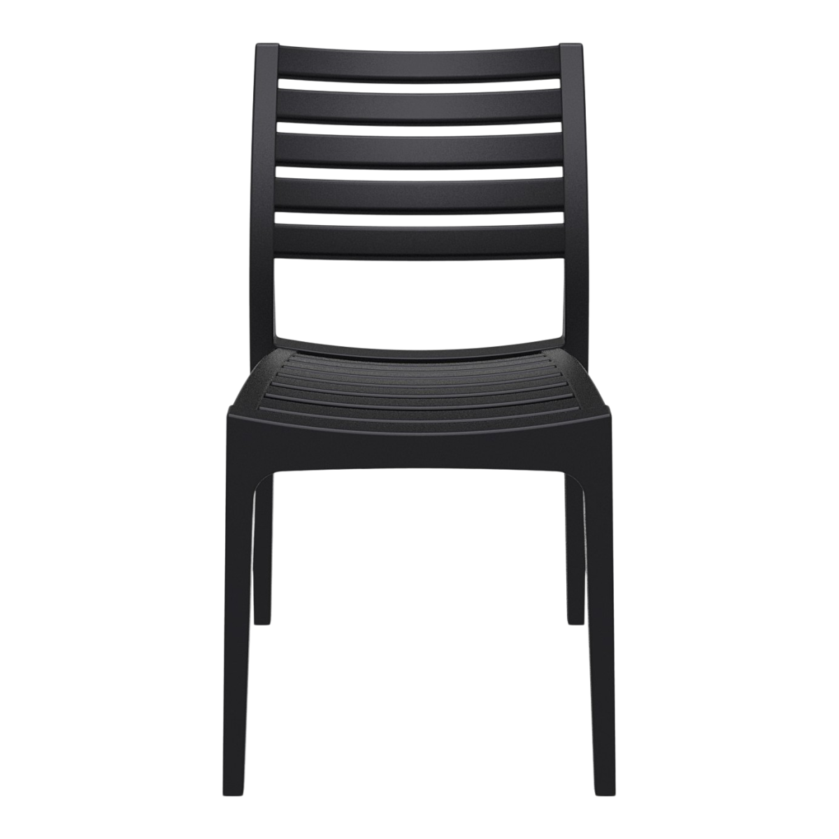 Slatted PP Plastic Outdoor Dining Chair - Stackable Patio Side Chair for Restaurant, Cafe & Bistro