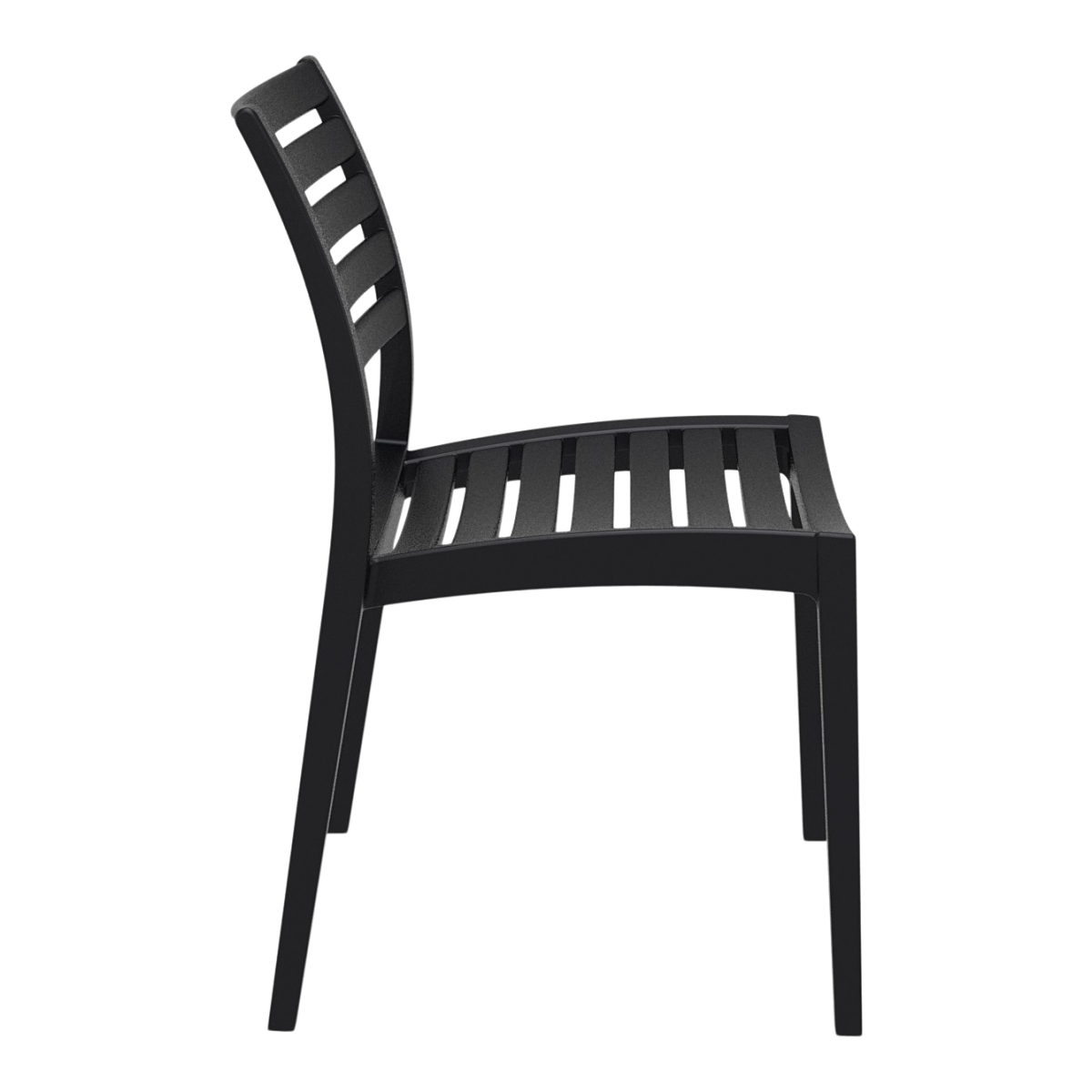 Slatted PP Plastic Outdoor Dining Chair - Stackable Patio Side Chair for Restaurant, Cafe & Bistro