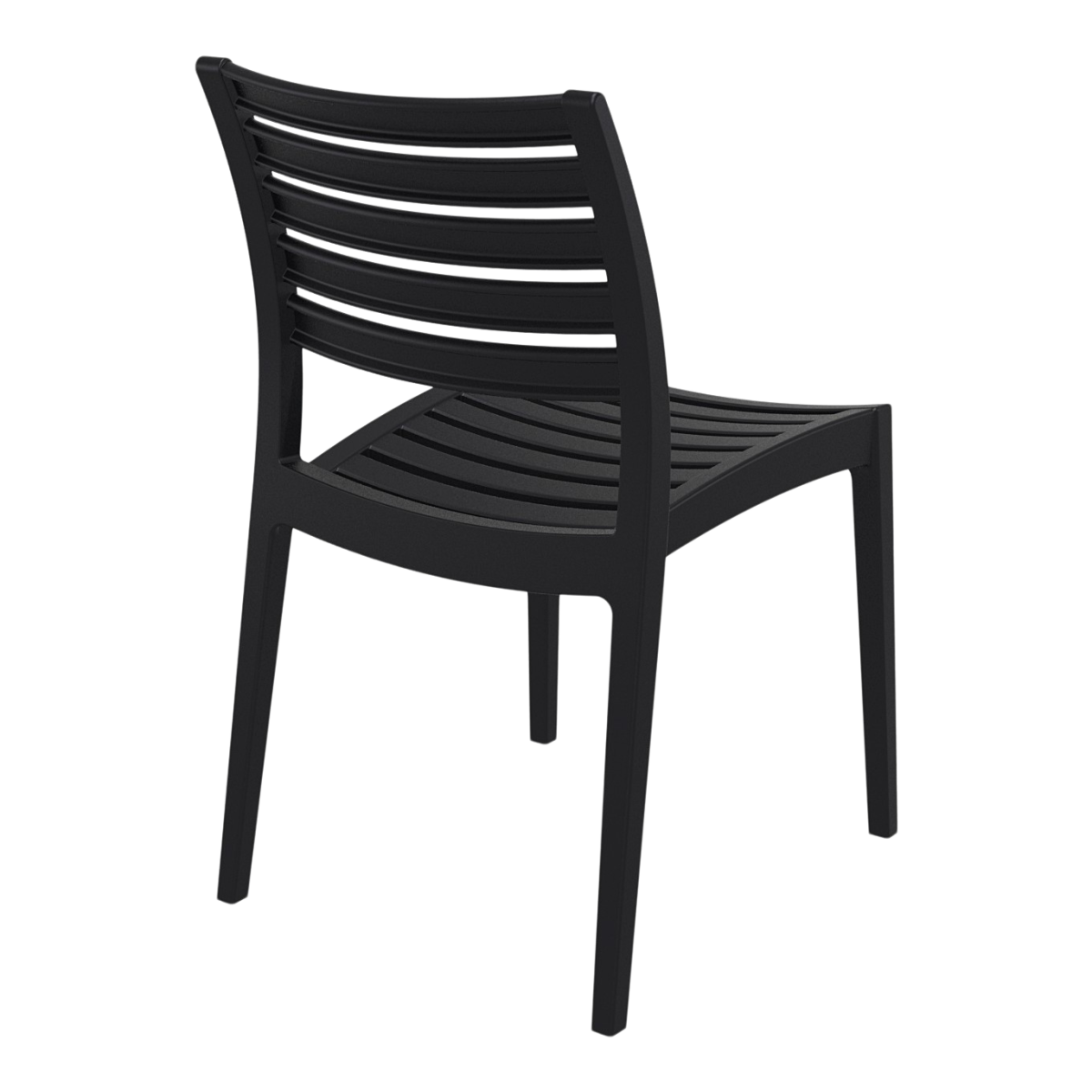 Slatted PP Plastic Outdoor Dining Chair - Stackable Patio Side Chair for Restaurant, Cafe & Bistro