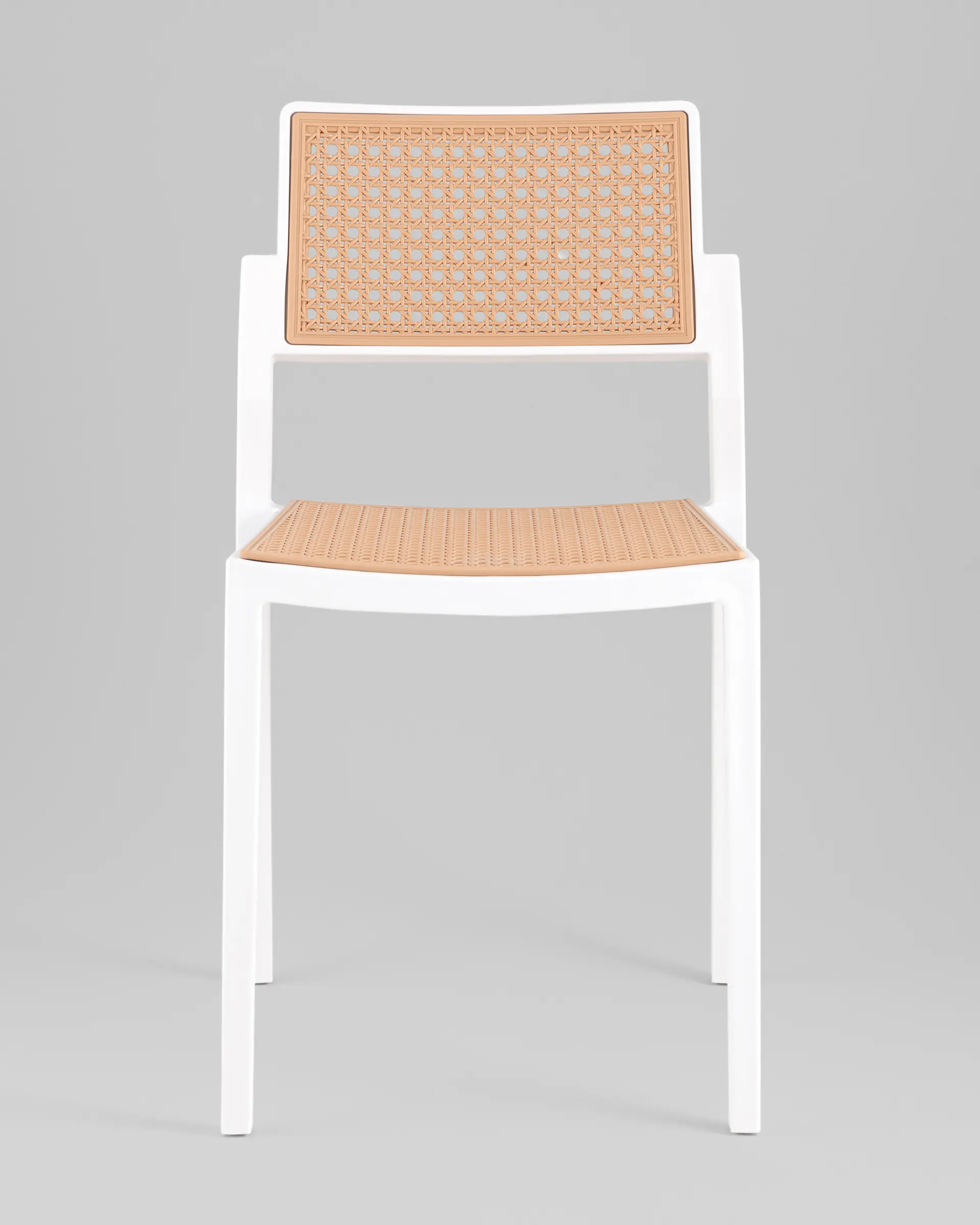 Rattan Effect Plastic Chair With White Frame