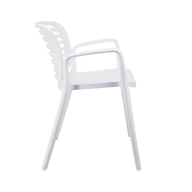 White Plastic Armrest Kitchen Chair - Sleek, Durable & Easy-to-Clean Seating Solution