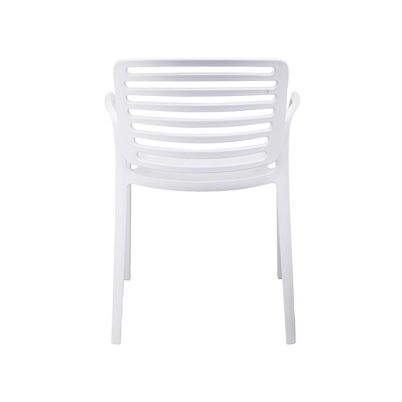 White Plastic Armrest Kitchen Chair - Sleek, Durable & Easy-to-Clean Seating Solution