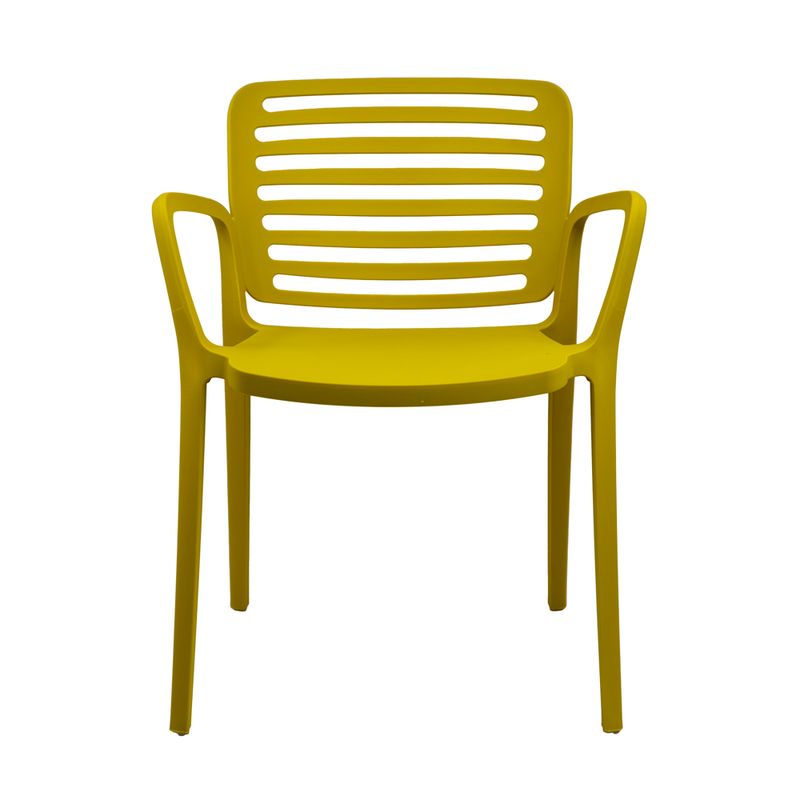 Yellow Plastic Armrest Kitchen Chair - Vibrant, Durable & Comfort-Oriented Seating