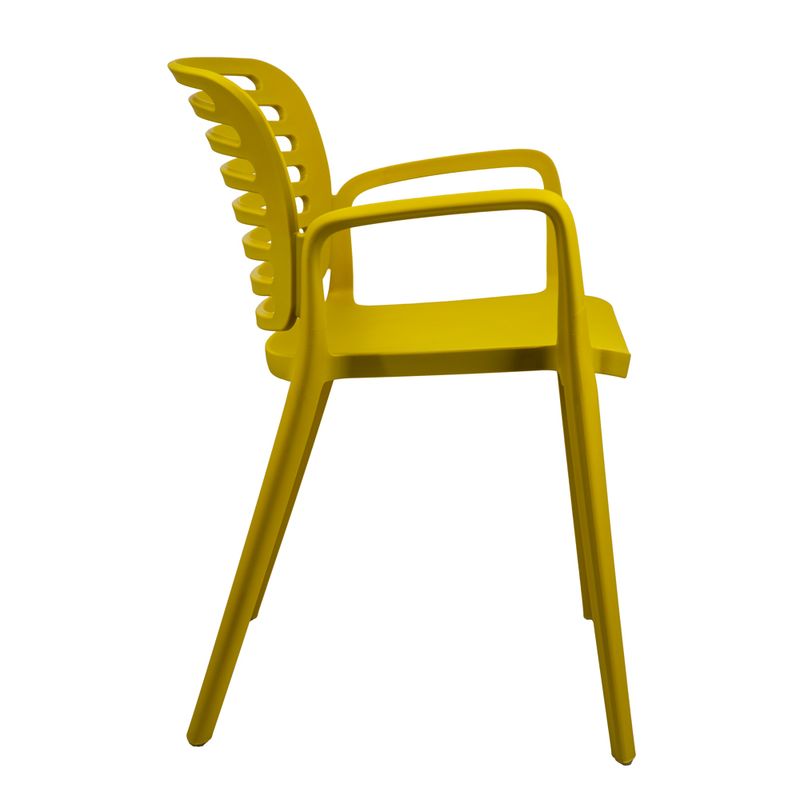 Yellow Plastic Armrest Kitchen Chair - Vibrant, Durable & Comfort-Oriented Seating