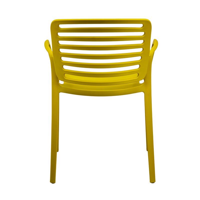 Yellow Plastic Armrest Kitchen Chair - Vibrant, Durable & Comfort-Oriented Seating