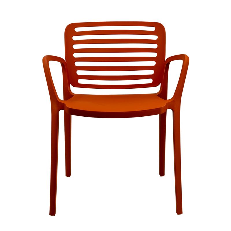 Orange Plastic Armrest Kitchen Chair - Bold, Durable & Comfort-Focused Seating