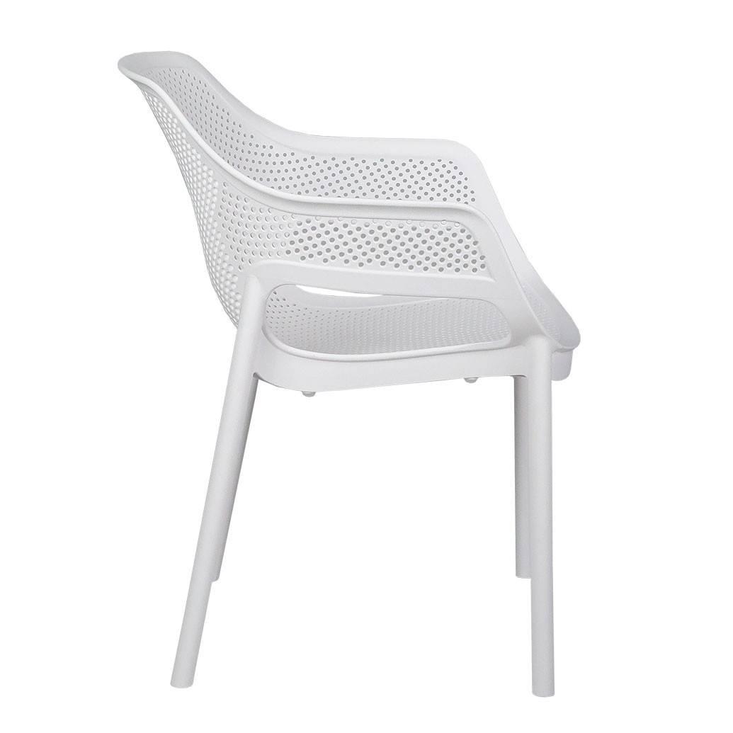 One-Piece Molded Perforated PP Armchair Stackable Breathable Plastic Dining Chair for Cafe Hotel Patio Wholesale