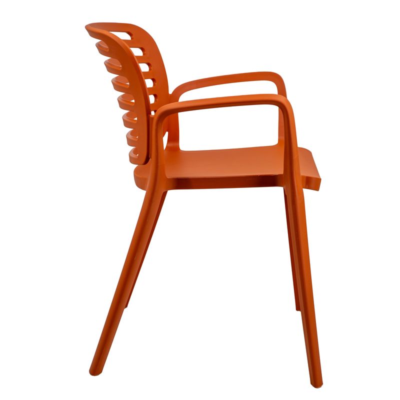 Orange Plastic Armrest Kitchen Chair - Bold, Durable & Comfort-Focused Seating