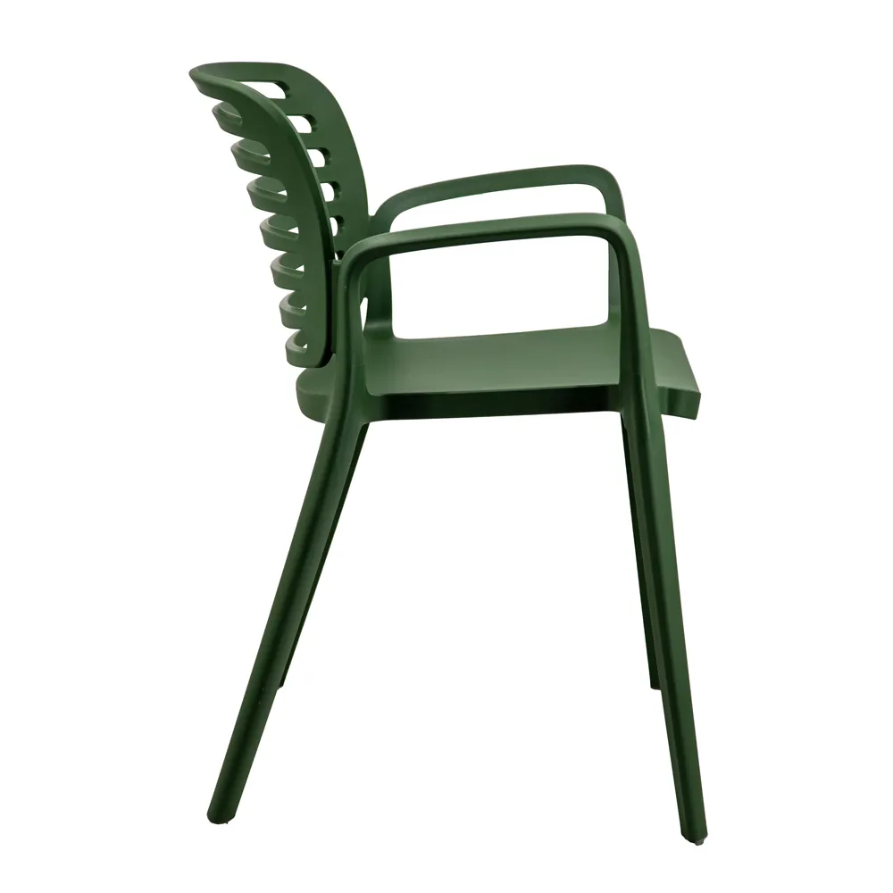 Green Plastic Armrest Kitchen Chair - Vibrant, Durable & Ergonomic Seating