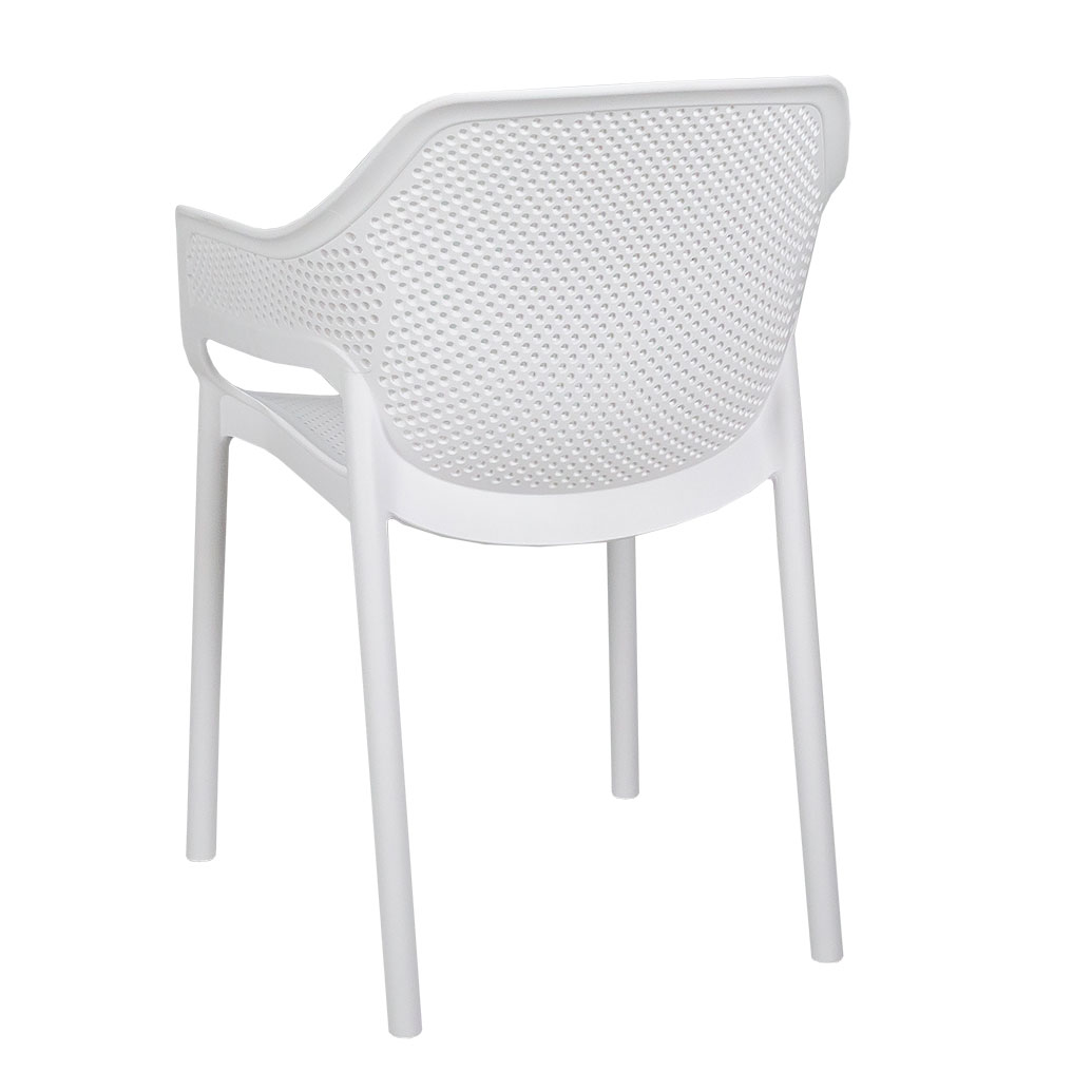 One-Piece Molded Perforated PP Armchair Stackable Breathable Plastic Dining Chair for Cafe Hotel Patio Wholesale