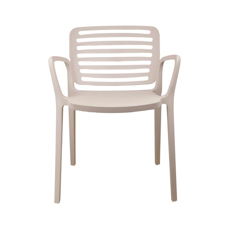 Beige Plastic Armrest Kitchen Chair - Stylish, Durable & Easy-Clean Seating