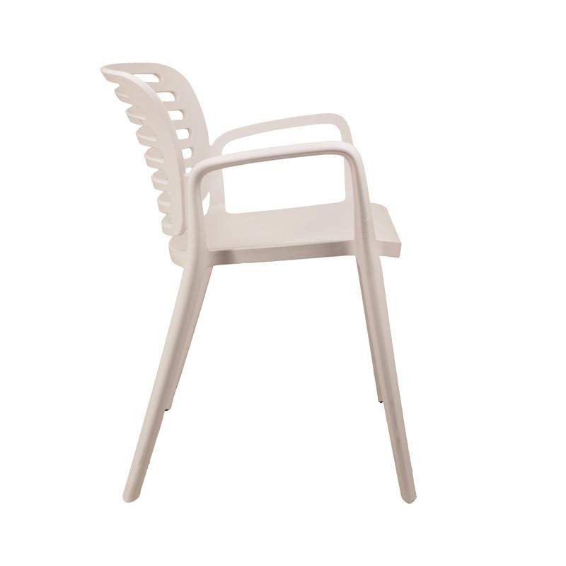 Beige Plastic Armrest Kitchen Chair - Stylish, Durable & Easy-Clean Seating
