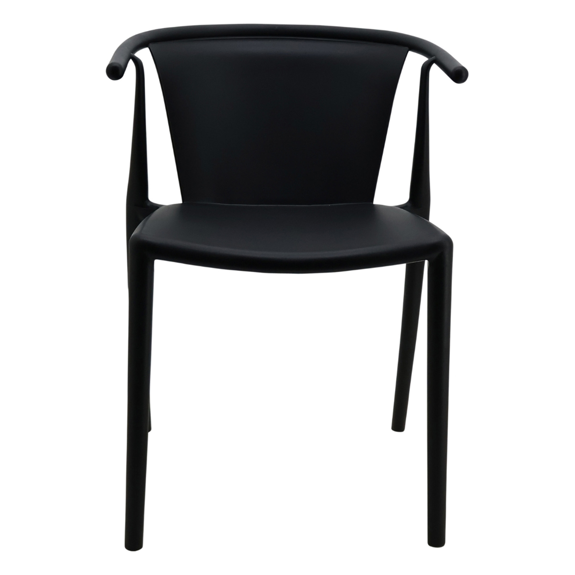 Modern Solid Back PP Plastic Outdoor Armchair - Stackable Patio Chair for Restaurant, Cafe & Bistro