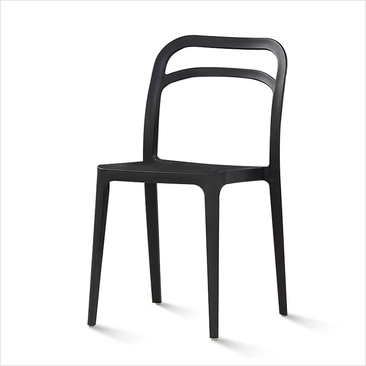 Matte Black Polypropylene Café Chair – Stackable Commercial-Grade Seating