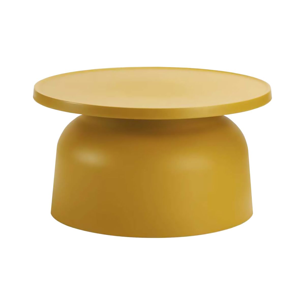 Mustard Yellow Round Side Table | Modern Minimalist Matte Plastic Accent End Table for Living Room, Bedroom, Balcony & Patio