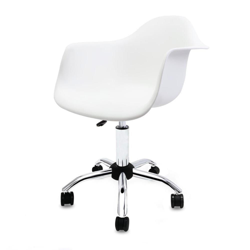 Adjustable Swivel PP Plastic Office Chair with Armrests and Chrome Base - Ergonomic Task Chair for Home & Office