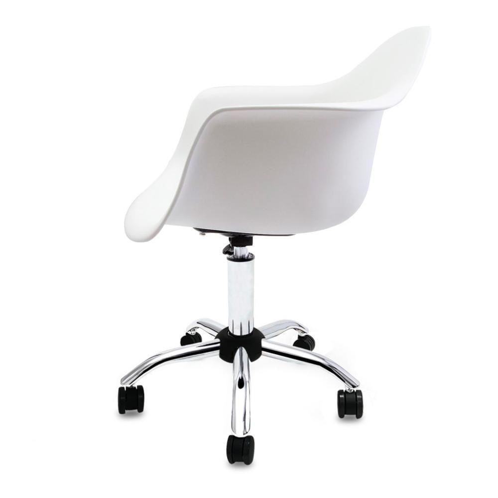 Adjustable Swivel PP Plastic Office Chair with Armrests and Chrome Base - Ergonomic Task Chair for Home & Office
