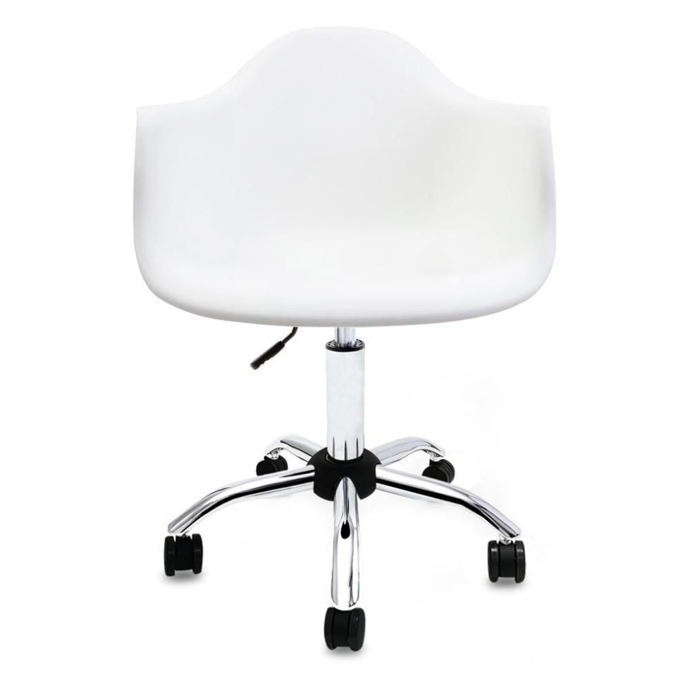 Adjustable Swivel PP Plastic Office Chair with Armrests and Chrome Base - Ergonomic Task Chair for Home & Office