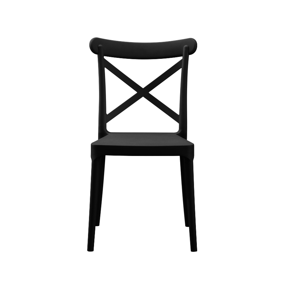 Black Plastic Cross Back Dining Chair-PP Chair