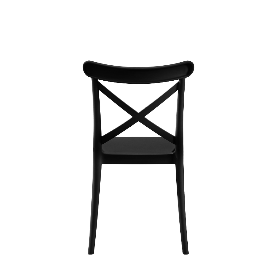 Black Plastic Cross Back Dining Chair-PP Chair