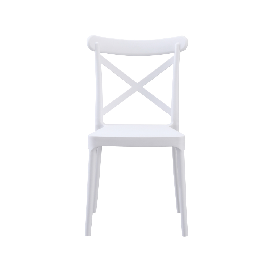 White Plastic Cross Back Dining Chair-PP Chair