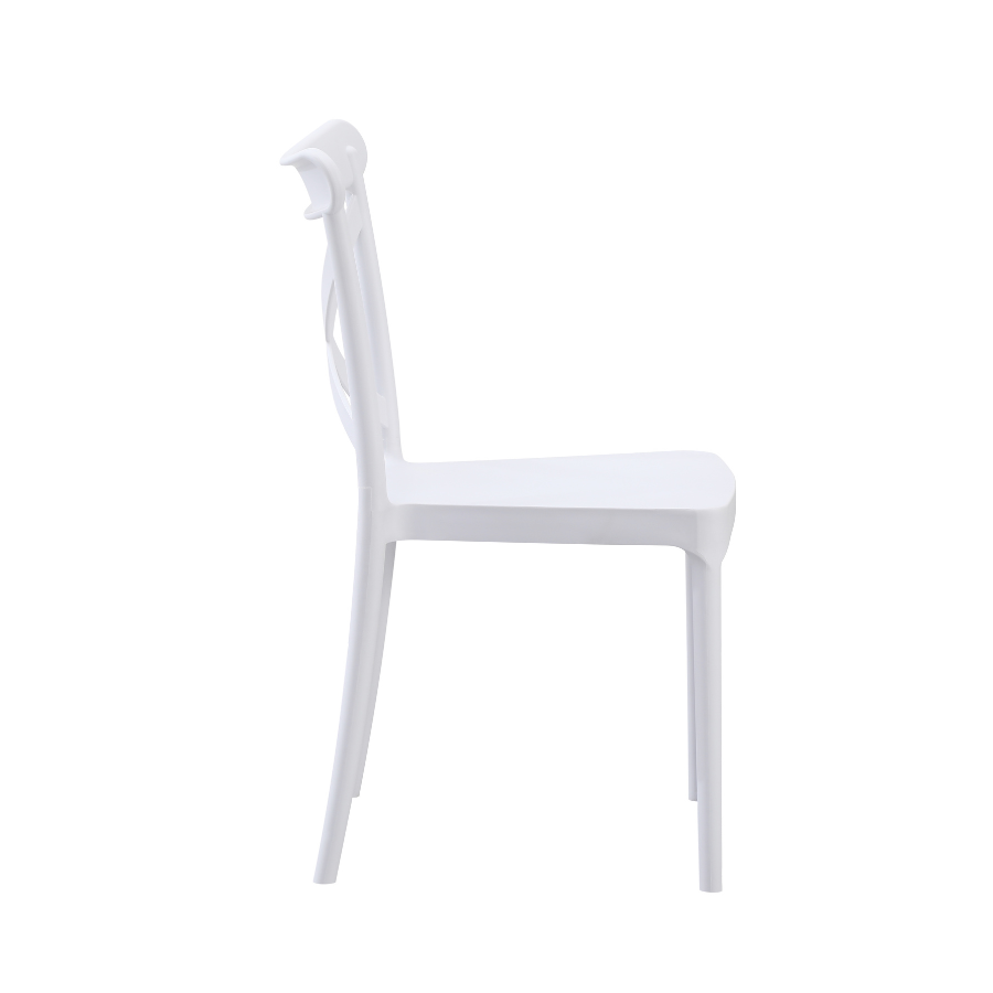 White Plastic Cross Back Dining Chair-PP Chair