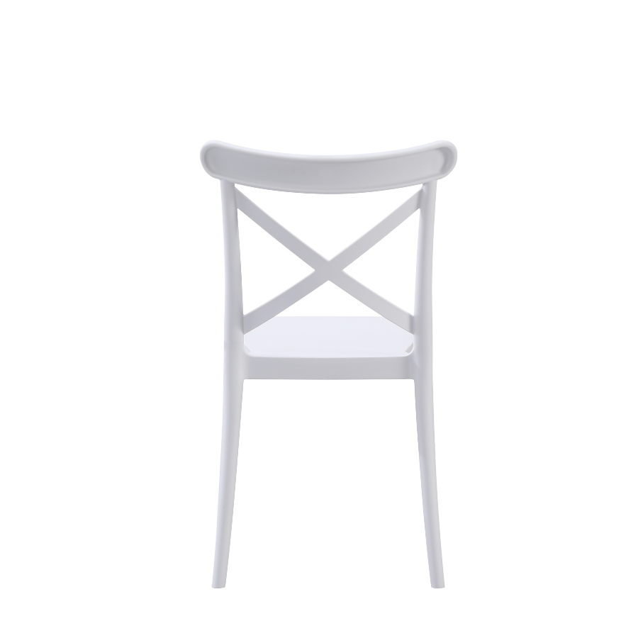 White Plastic Cross Back Dining Chair-PP Chair