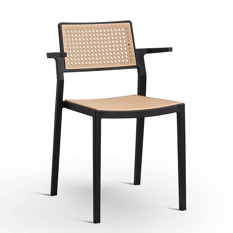 Rattan Effect Plastic ArmChair With Black Frame