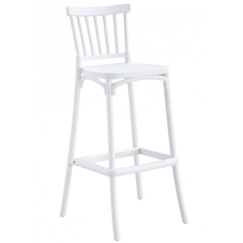 White Windsor PP Bar Stool, Stackable Plastic High Bar Chair for Restaurant & Cafe