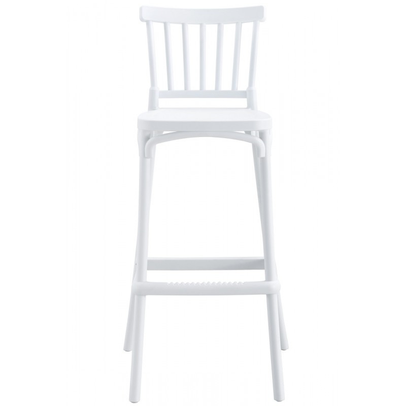 White Windsor PP Bar Stool, Stackable Plastic High Bar Chair for Restaurant & Cafe