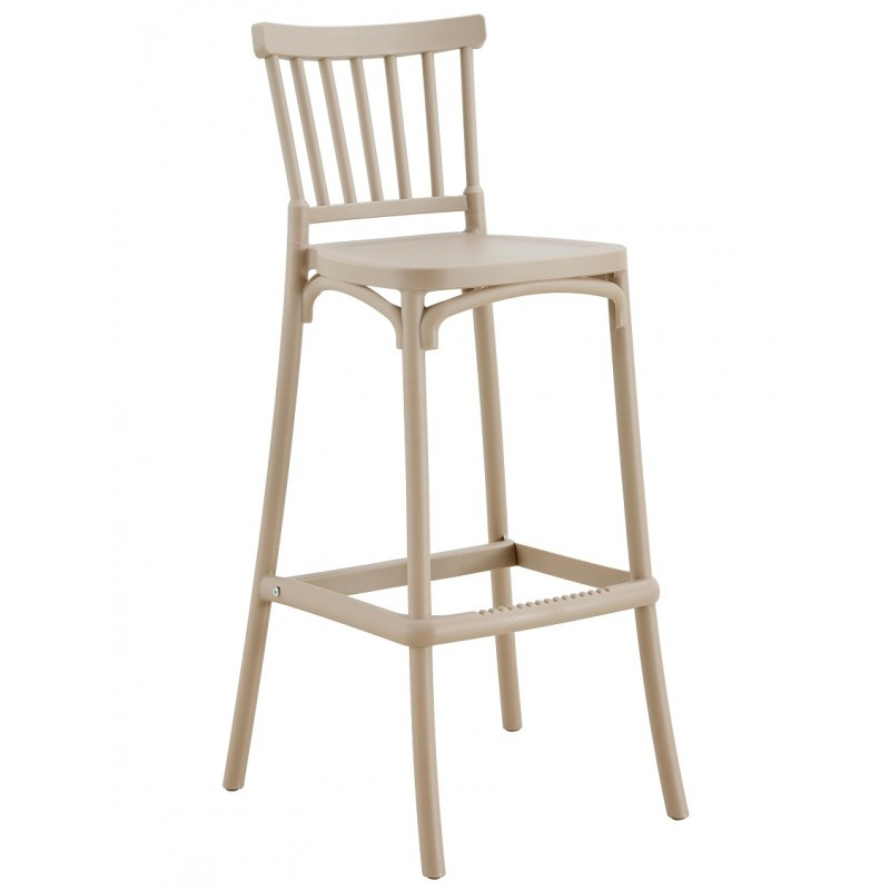 Beige Windsor PP Bar Stool, Stackable Plastic High Bar Chair for Restaurant & Cafe